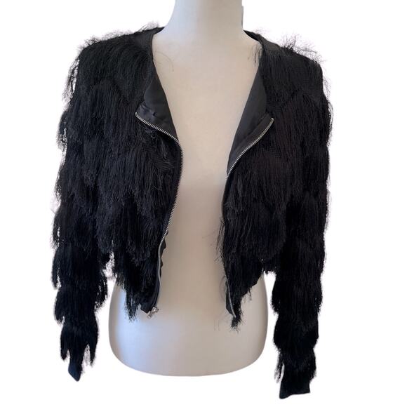 Black Fringe Women's Jacket - Picture 3 of 9